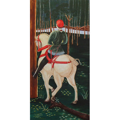 Cavaliere su cavallo bianco